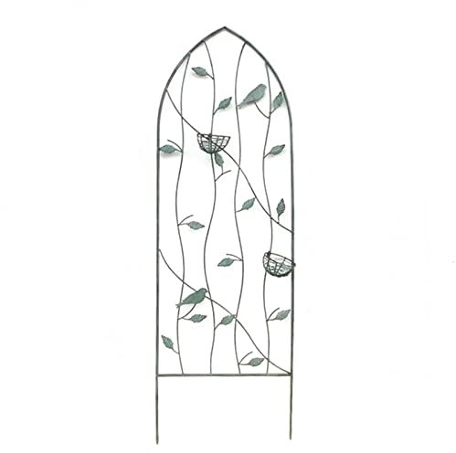 Panneaux de treillis de jardin au design vintage pour rosiers, vignes et plantes grimpantes, panneaux de clôture en fil de fer en métal vert et blanc, 101 x 35 cm, 120 x 39 cm, 150 x 45 cm