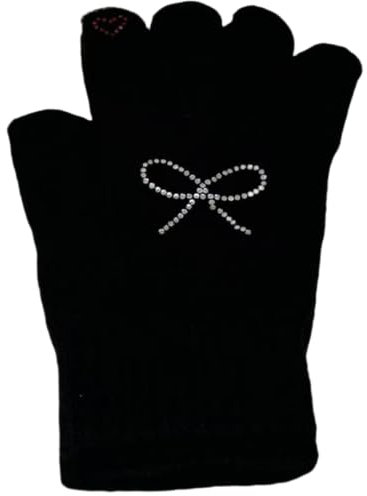 JINZIJINYU Winterhandschuhe Damen Strickhandschuhe Strass Schleifenhandschuhe Kaschmir Finger Touchscreen Handschuhe Bunte Handschuhe Schwarz
