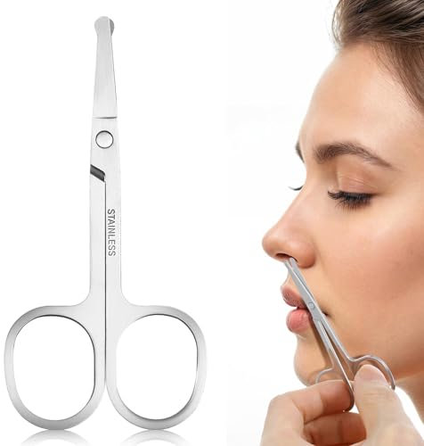 Forbici per peli del naso, forbici per barba in acciaio inox, forbici per baffi con punte arrotondate, forbici professionali per barba e peli del naso