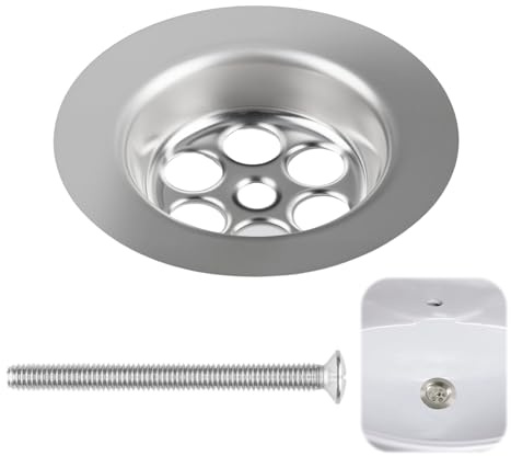 70mm Kitchen Sink Waste Basket Replacement Old Style Poly Plug Strainer with Screw Fits Standard Basin Drains Leak-Proof Bath Sink Drain Cover