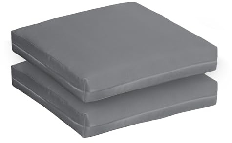 PARAMAISON Set di 2 Cuscini da Esterno per Poltrone in Rattan, Sfoderabile Imbottito | 58x51x5cm Grigio