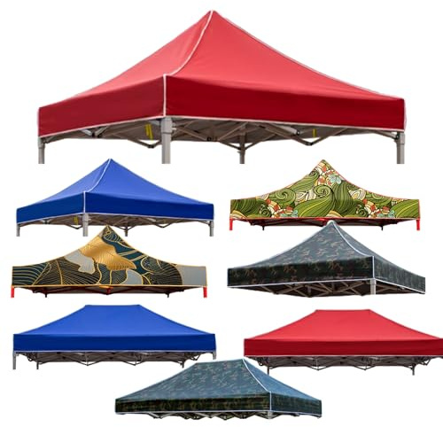 10 x 10 Pop-Up Canopy Replacement Cover, Waterproof Garden Tent Top, Instant Patio Shade for Straight Legs, Pavilion Canopy (Single: 2.4x2.4m, Red)