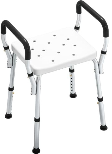 HOMCOM Portable Shower Stool Non-Slip Shower Chair for Elderly White