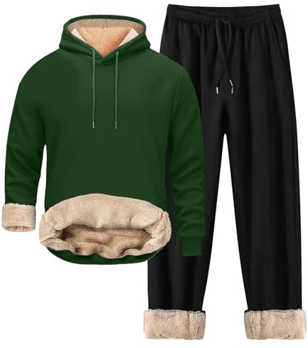 Tuta Completa Uomo Felpa Con Cappuccio E Pantaloni Da Lavoro Tuta 2 Pezzi Invernale Garzato Termica Completo Sportivo Pesante Tute da Ginnastica in Pile Comode Casual Set Di Abbigliamento Tracksuit