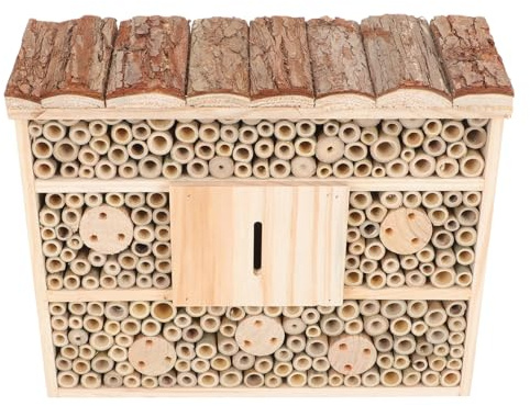 ARTIBETTER Maison Bois pour Insectes et Bourdons Nid de Jardin Naturel pour Abeilles Décoration Écologique et Créative Refuge pour Pollinisateurs Petite Maison Bois pour Courtyard