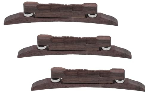 HAMPPLIES 3 Stück Mandolinenholz Stegsatz aus Palisander mit Verstellbarem Knochensattel für Mandoline und Gitarre Einfache Installation Reiner Klang