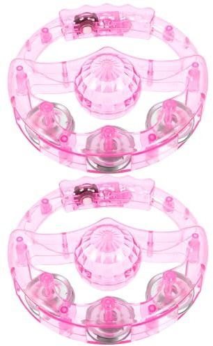 ORFOFE 2 Stück Blinkende Handtrommeln Tamburine mit LED Lichtern 12cm Kunststoff Musikspielzeug für Party und Karaoke Atmosphäre