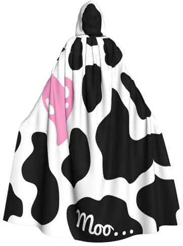YQxwJL Capa larga unisex con estampado de vaca lechera negra y blanca para adultos, disfraz unisex para fiesta de disfraces de bruja, cosplay, fiesta de máscaras