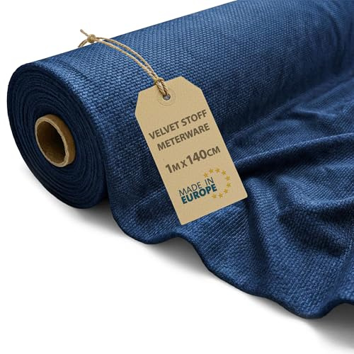 Sammetstyg Metervara Mjuk Sammet 1 M x 140 cm – Möbeltyg Dekorationstyg för Kuddar Gardiner Patchwork Sömnad och Pyssel Slitstarkt Hudvänligt och Elegant Marinblå