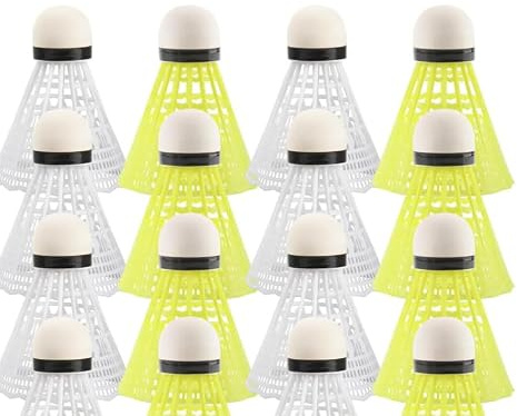 Volant Badminton Exterieur 16 Pieces Lumineux Balle Volante en Nylon | Plastique, Resistant, Vent, Nuit, Jour, Jaunes, Blancs, Accessoires, Raquette, Filet, Qualite, Solid, Pratique