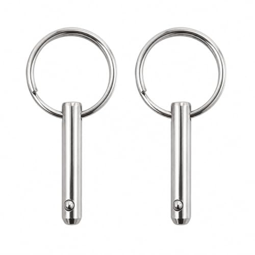 Uteruik Perni a Sgancio Rapido in Acciaio Inox 316, 2 Pezzi, 6,3 mm | Lunghezza 38 mm, blocco a sfera con molla e anello, per tendalini bimini, cerniere, telai e aste di supporto