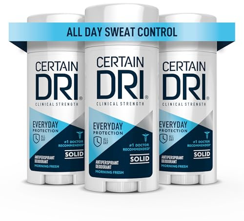Certain Dri Everyday Strength Clinical Antiperspirant - 72-Hour Sweat Protection for Hyperhidrosis - Doctor-Recommended - Travel-Friendly - Fresh Scent - 2.6 oz (Pack of 3)