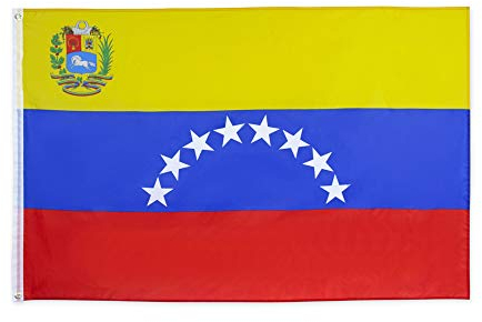 ANJOR Bandera de Venezuela con 8 estrellas, 3 x 5 pies, banderas de la República Bolivariana de Venezuela con ojales de latón de 3 x 5 pies