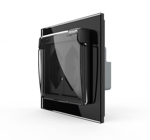 LIVOLO Enchufe CH con tapa protectora 2 tomas Negro Suiza C7-1WF/SR/C2CH-12-A