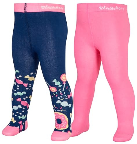 Playshoes unisex - barn Strumpbyxor Bonbons 2er Set, Marin/rosa, 110-116