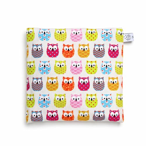 Cojín de semillas de uva (19 x 19 cm, con funda intercambiable), diseño de búho, multicolor