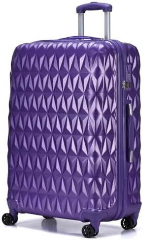 CMY Suitcase 28 Inch Large Hard Shell Luggage Lightweight ABS 4 Dual Spinner Wheels Business Trip Trolley Case Suitcases Hold Check in Luggage 3 Digit Combination Lock (Purple, 28 inches)