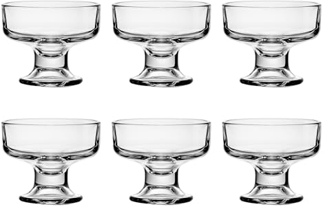 Binsakao Set di 6 ciotole per gelato in vetro, piccole tazze da dessert in vetro, per dolci e gelati, bicchieri per semifreddo di frutta in vetro trasparente, assaggiatori in vetro senza piombo