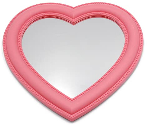 Eaoundm 27 x 27cm Herz-Make-up-Spiegel Wandspiegel Schlafzimmerspiegel,Rosa | Schreibtischspiegel