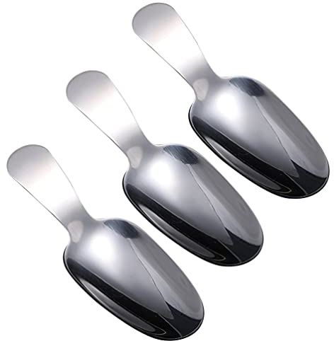 Operitacx 3pcs Stainless Steel Short Handle Dessert Scoops Multi-Functional Ice Cream Spoons for Cakes Watermelon More Kitchen Tableware for Parties and Gatherings