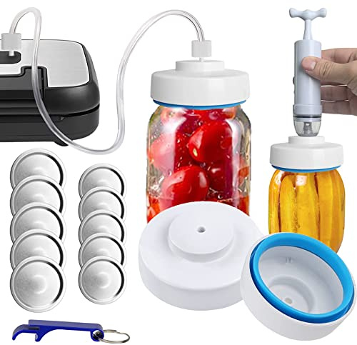 FoodSaver Mason Jar Vacuum Sealer - Portable Hand Pump with Accessory Hose for Regular & Wide Mouth Jars