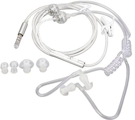 Zunate LC049 Binaurale In-Ear-Luftkanal-Kopfhörer 3,5-mm-Audio-Anti-Strahlungs-Headset, Luftschlauch-Ohrhörer Strahlungsfreie Rauschunterdrückungs-Kopfhörer für Laptop-Tablet(Weiß)