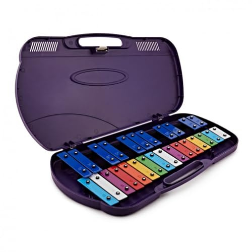 Buntes Glockenspiel mit Koffer & Schlägeln Instrument für Kinder | 27-lamiges Glockenspiel für junge Musiker, ideal zum Erlernen von Melodie und Rhythmus, robuster Klappkoffer inklusive
