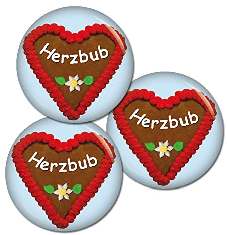 3|5|10 oder EINZELN Button Lebkuchenherz Herzbub 37 mm Button Ansteckbutton Pin Oktoberfest Wiesn Volksfest Anstecker für Kleidung oder Tasche