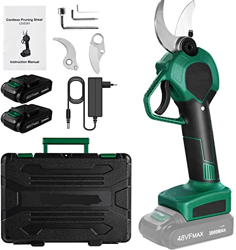 ACXIN Akku Astschere, Wiederaufladbarer 3000mAh Akku-Baumschneider, Gartenschere Elektrisch mit 2PCS 21V Akku, Akku Obstbaumschere Geeignet für Gärten, Äste, Blumenbeete