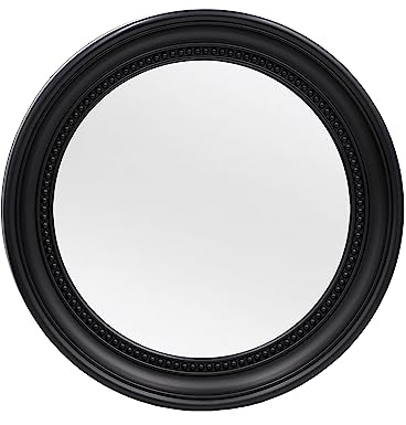 OIGUMR Kreisspiegel, runder Wandspiegel, Badezimmerspiegel, Wanddekoration, für Wohnzimmer, Schlafzimmer, Eingangsbereich, Schwarz, 45,7 cm Durchmesser
