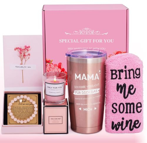 MUJUZE Geschenke für Mama Weihnachten,Weihnachtsgeschenke für Mama,Geschenkideen für zum Geburtstag Mutter,20oz Edelstahl Tasse Geschenkset Muttertag Geschenk,Muttertagsgeschenke