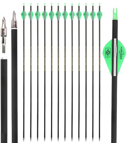 Bogenschießen 100% Pure Carbon Pfeile 32 Zoll Jagd Ziel Praxis Pfeile Spine 300 350 400 500 600 Schießpfeil für Recurvebogen Compoundbogen Langbogen