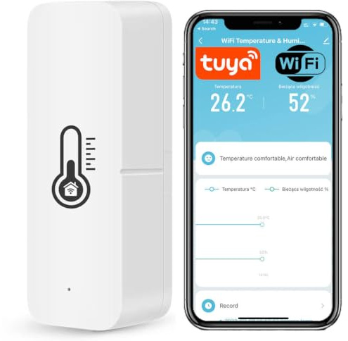 Sone Smart One WLAN Hygrometer Thermometer Tuya 2xAAA Weiß | ohne hub, xlsx export, messverlauf, app alarm, innenbereich