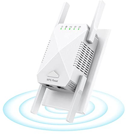 WiFi Extender Booster, Edtiske 1200Mbps WiFi Booster, 5GHz & 2.4GHz Dual Band, 4 Antennas Internet Booster, WiFi Extender with Ethernet Port, UK Plug