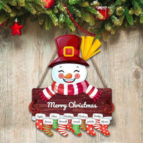 Personalisiertes, individuelles „Merry Christmas“-Haustürschild, individuelles Nachname-Willkommensschild aus Holz für die Weihnachtsdekoration zu Hause im Freien und im Innenbereich