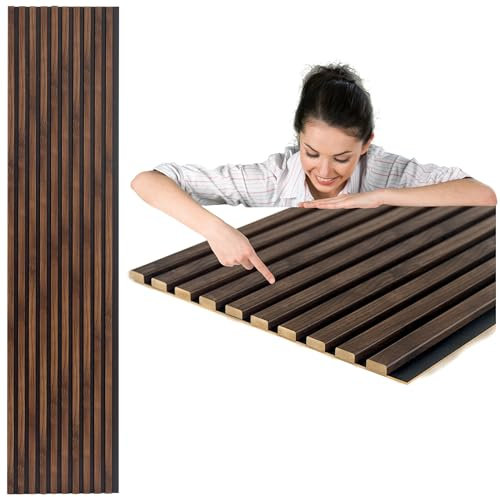 Wandlamellen auf Filz 270 x 46 cm Besteht aus 2 Stück 135 x 46 cm Akustikpaneele ca 1,26m² -| Columbia Nussbaum | Wandverkleidung | | Akustikpaneel | Wandpaneele auf Filz | Akustikfilz |