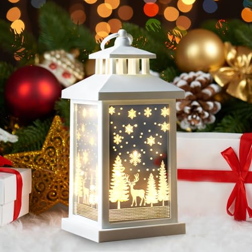 Weihnachtsdeko Laternen für Draußen Windlicht Kerzenlaterne,Weihnachtsdekoration Kerzenhalter Kerzenständer Kerzenlampe Deko Weihnachten für Hochzeitsfeier Hof Terrasse Tischdekoration (01)