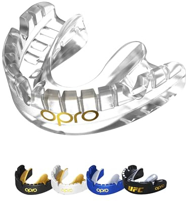 OPRO Mundschutz für feste Zahnspangen - Gold-Level Zahnschutz für Boxen, Kampfsport, MMA, Erwachsene & Kinder (Alter 10+) - Selbstanpassende Schiene - Premium Passform - Mit zahnärztlicher Garantie
