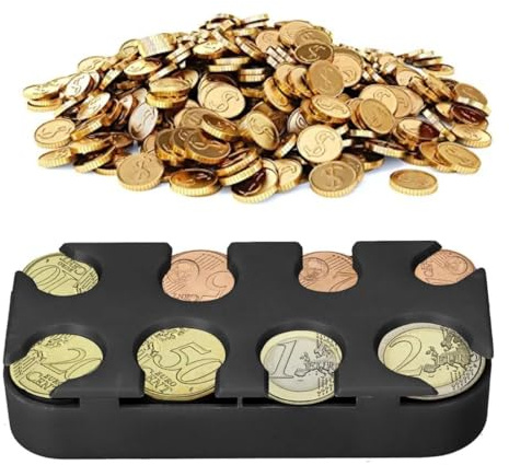 AEIOPRS Portamonete con 8 Scomparti Organizzatore Porta Monete a Molla Slot per 8 Monete da 1 Centesimo a 2 Euro Colore Nero