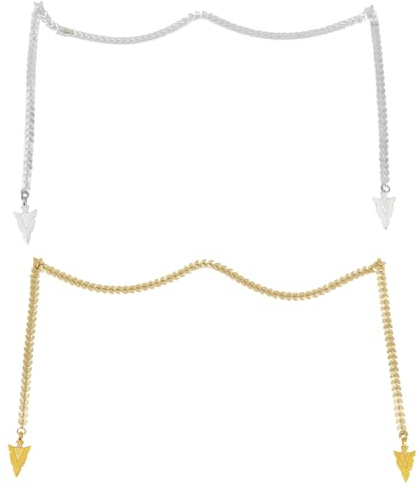 GOMAKERER 2 pièce 2 couleurs de Bijoux de Chaîne de Visage pour Femmes Collier Coiffe Accessoires pour Cheveux avec Pendentif Flèche Chaîne en Métal Décorations pour Fête D'Halloween Noël