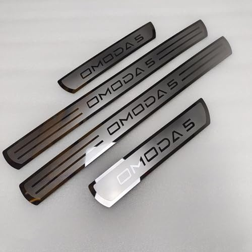 XILUOWUDI 4 Piezas Pegatinas para Umbral del Coche Protector de Arañazos para Chery OMODA 5 2021 2022 2023, Acero Inoxidable Protector Umbral Puerta Coche, DecoracióN para Estribos