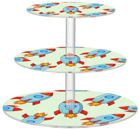 Charola transparente de acrílico transparente de dibujos animados de colores lindos y a prueba de derrames de tres capas para mesa de comedor