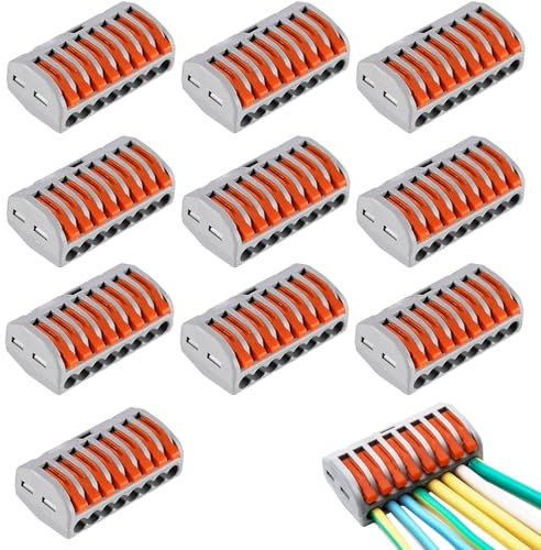 10 Pièces Conducteur Compact 8 Entrées Connecteur Électrique, Connecteur pour Bornier Electrique, Compact Connecteur Ressort Bornier Borne de Raccordement à Levier
