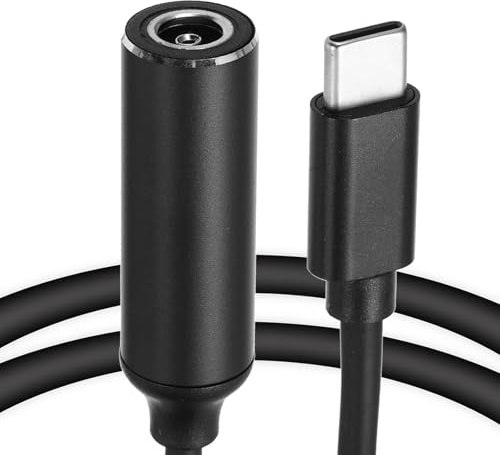 sourcing map 0.6FT USB C to DC PD Power Fast Charging Cable, 6.5mmx1.4mm 65W/5V/9V/20V DC Power Cable, Type C Input 3.25A Adapter Jack Converter for Router, Camera, TV Box, Desk Lamp(Black)