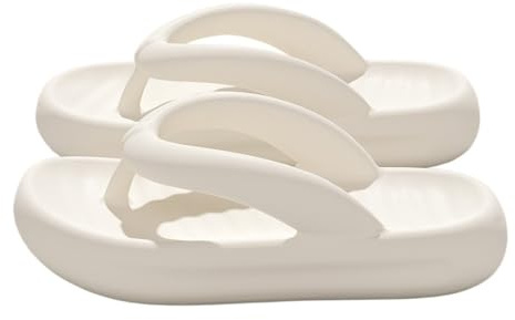 YANG11FAN Ciabatte da doccia Infradito alla moda for donna, con suola spessa e antiscivolo, comode infradito estive da bagno, doccia, spiaggia e tempo libero Facili da pulire(Bianco,Alpha Small)