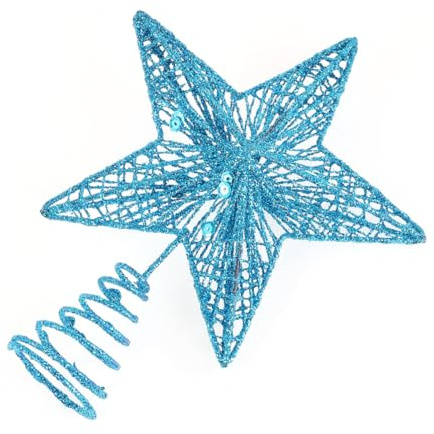 ELAYARD Stella Decorativa in Ferro Blu per Albero di Natale Puntale Scintillante per Tavolo Ornamento Natalizio Resistente e Facile da Installare