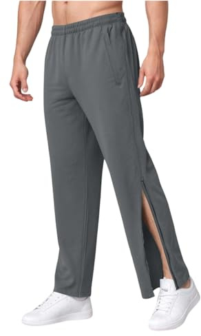 HVRFJXI Pantalon de sport athlétique pour homme avec coutures renforcées, fermeture éclair et ouvertures de cheville, pantalon d'entraînement avec poche, séchage rapide