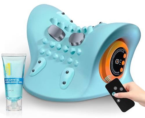 Vzvvzp Neck Massager 2025, Neck Stretcher Cervical Traction with Heat, 3 Modes, Portable Massage Neck Hump Corrector for Pain Relief and Muscle Relax, 26° Angle Cervical Traction Device