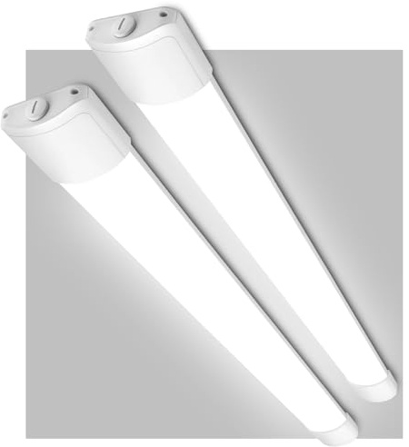 LEOEU 2 Stück Feuchtraumleuchte LED Röhre 120CM, 36W 4200LM Kellerlampe LED Feuchtraumlampe mit IP65 Wasserfest Lichtleiste, Deckenleuchte Flach für Büro Küche Keller Garage Lager Flur