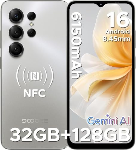 DOOGEE Note 56X Pro Mobile Phones, Newest Android 16 Smartphone, 6150mAh, Ultra-Slim 8.5mm 6.56 HD+ 90Hz, 32GB+128GB/TF 2TB Android Phones, SIM Free Mobile Phone Unlocked, Fingerprint/Face ID/OTG/NFC